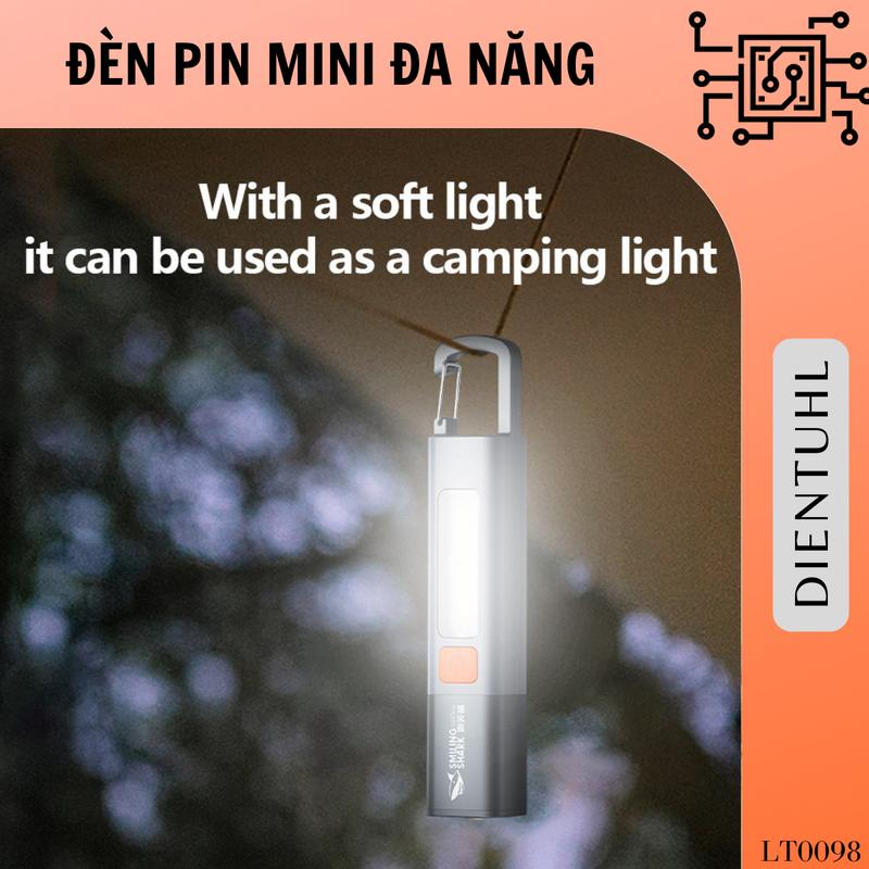 Đèn pin LED, Cá mập cười, Thu phóng Có Thể Mở Rộng 1200mAh, với ánh sáng COB bên và móc, sạc USB Đèn pin LED, Cá mập cười, Thu phóng Có Thể Mở Rộng 1200mAh, với ánh sáng COB bên và móc, sạc USB