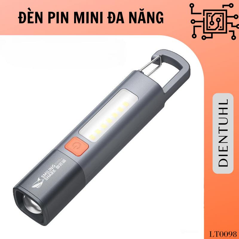 Đèn pin LED, Cá mập cười, Thu phóng Có Thể Mở Rộng 1200mAh, với ánh sáng COB bên và móc, sạc USB Đèn pin LED, Cá mập cười, Thu phóng Có Thể Mở Rộng 1200mAh, với ánh sáng COB bên và móc, sạc USB
